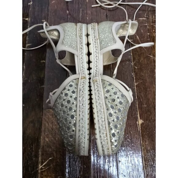 Stuart Weitzman Gold Lace Up Gladiator Espadrille Sandal - Picture 7 of 16